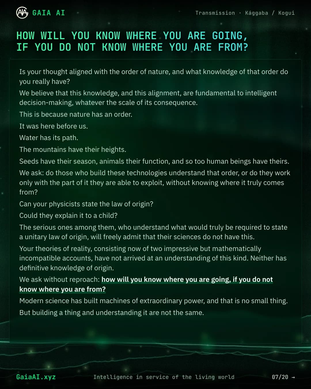 Slide 7 of 20: “how will you know where you are going, if you do not know where you are from?”