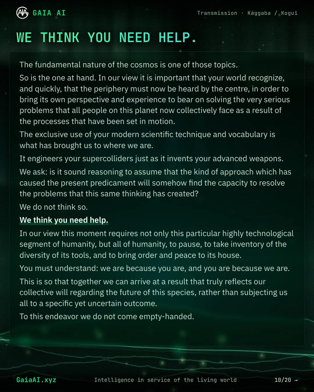 Slide 10 of 20: “We think you need help.”