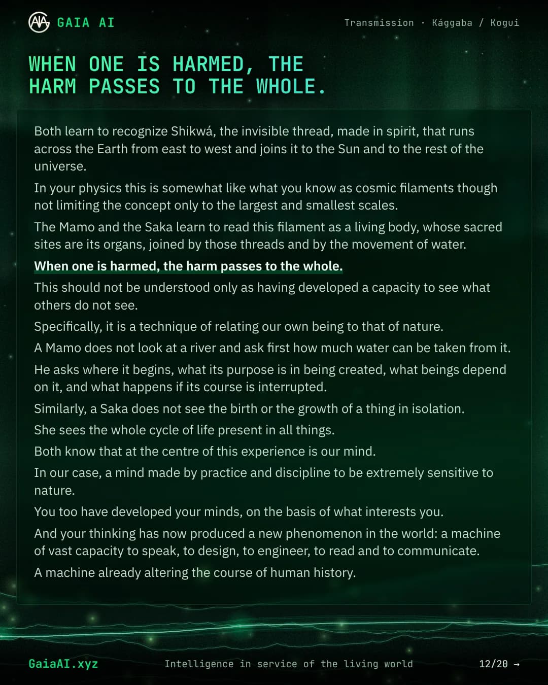 Slide 12 of 20: “When one is harmed, the harm passes to the whole.”