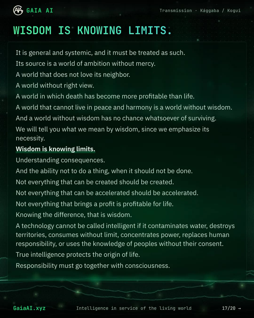 Slide 17 of 20: “Wisdom is knowing limits.”