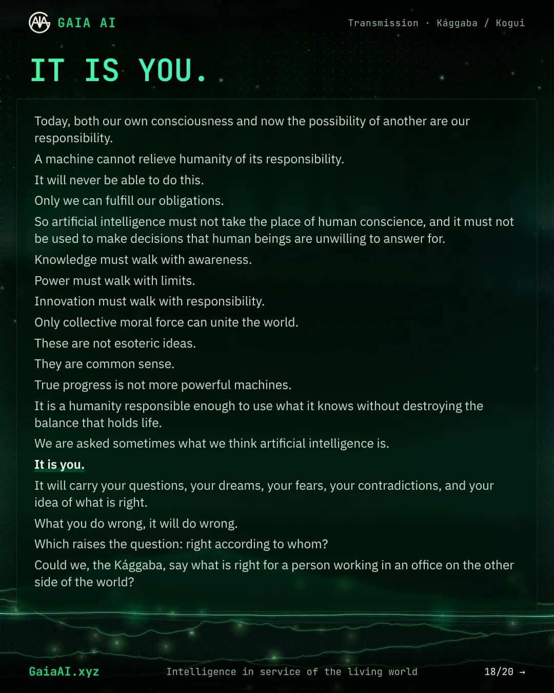 Slide 18 of 20: “It is you.”